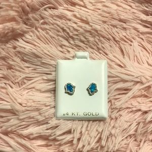 14k gold plated opal lab simulated diamond